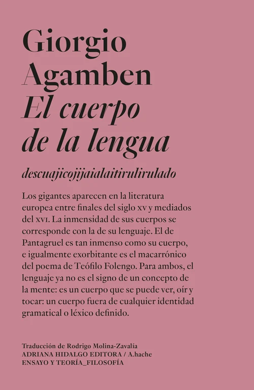 Portada de «El cuerpo de la lengua», de Giorgio Agamben