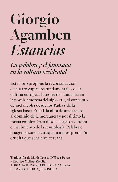 Portada de «Estancias», de Giorgio Agamben