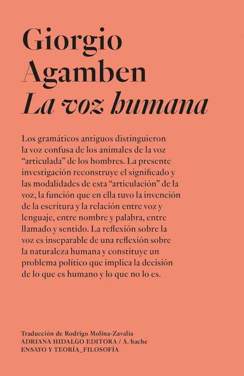Portada de «La voz humana», de Giorgio Agamben