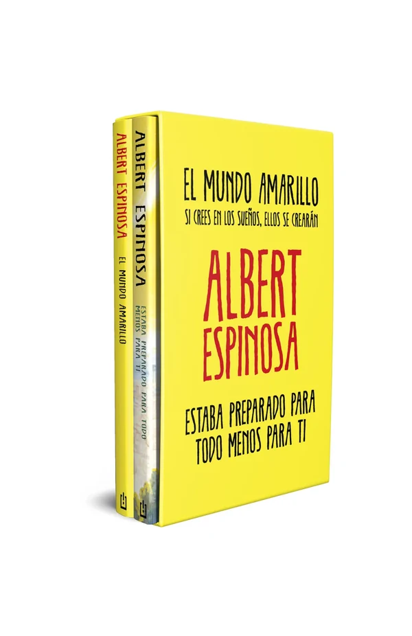 Portada de «Estuche Albert Espinosa (contiene: El mundo amarillo y Estaba preparado para todo menos para ti)», de Albert Espinosa