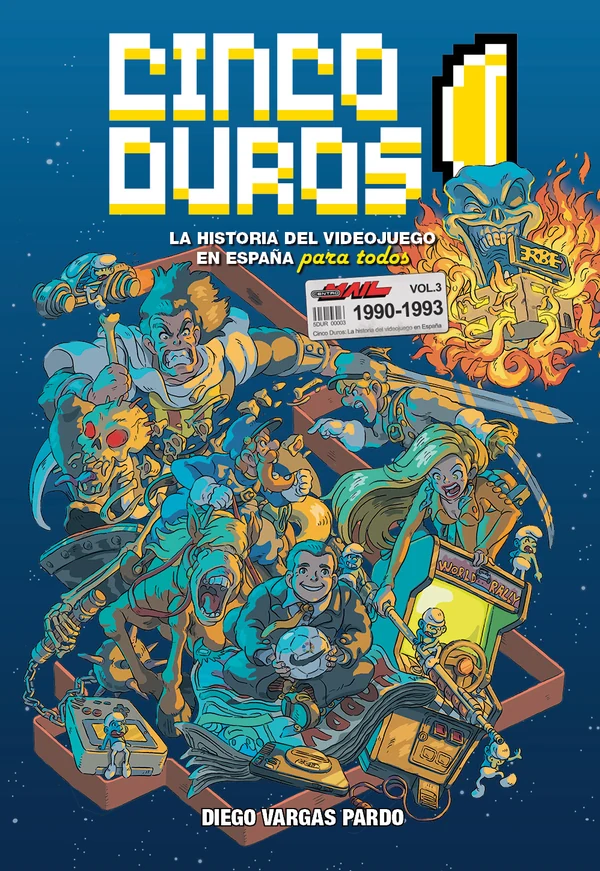 Portada de «Cinco Duros: La historia del videojuego en España para todos Vol. 3», de Diego Vargas