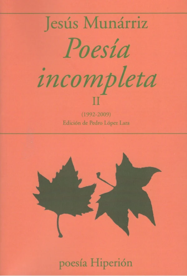 Portada de «Poesía incompleta II», de Jesús Munárriz