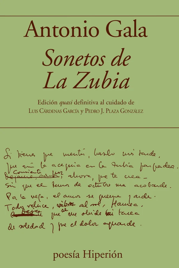 Portada de «Sonetos de la Zubia», de Antonio Gala