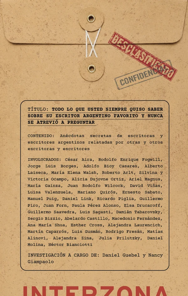 Portada de «Todo lo que usted siempre quiso saber sobre su escritor argentino favorito y nunca se atrevió a preguntar», de Daniel Guebel, Nancy Giampaolo