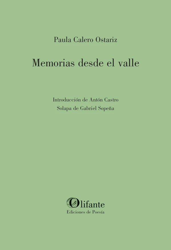Portada de «Memorias desde el valle», de Paula Calero