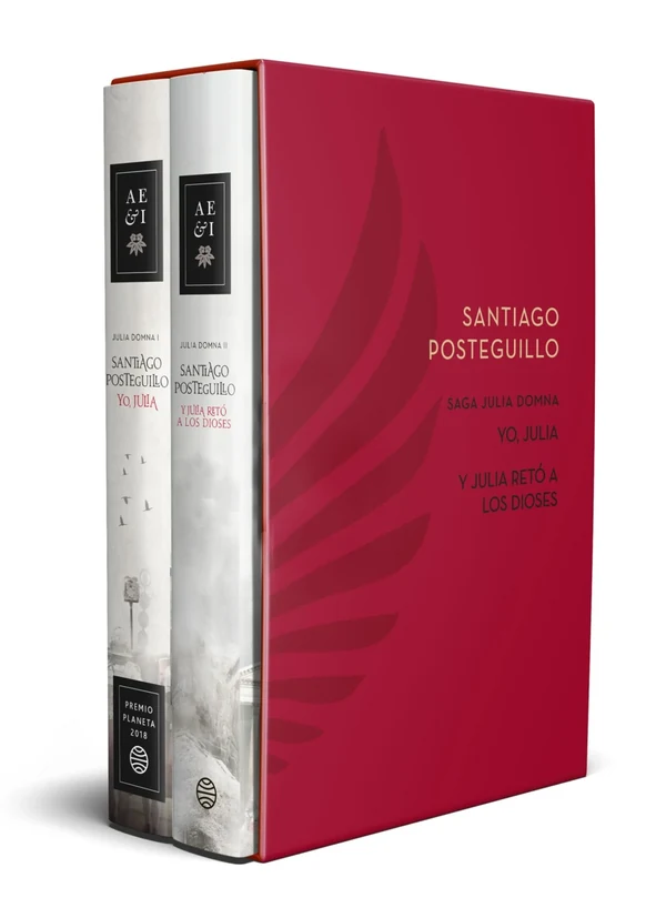 Portada de «Estuche saga Julia Domna (Yo, Julia + Y Julia retó a los dioses)», de Santiago Posteguillo
