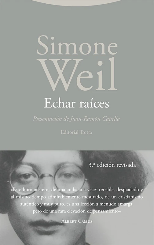 Portada de «Echar raíces», de Simone Weil