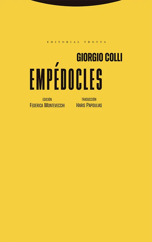 Portada de «Empédocles», de Giorgio Colli